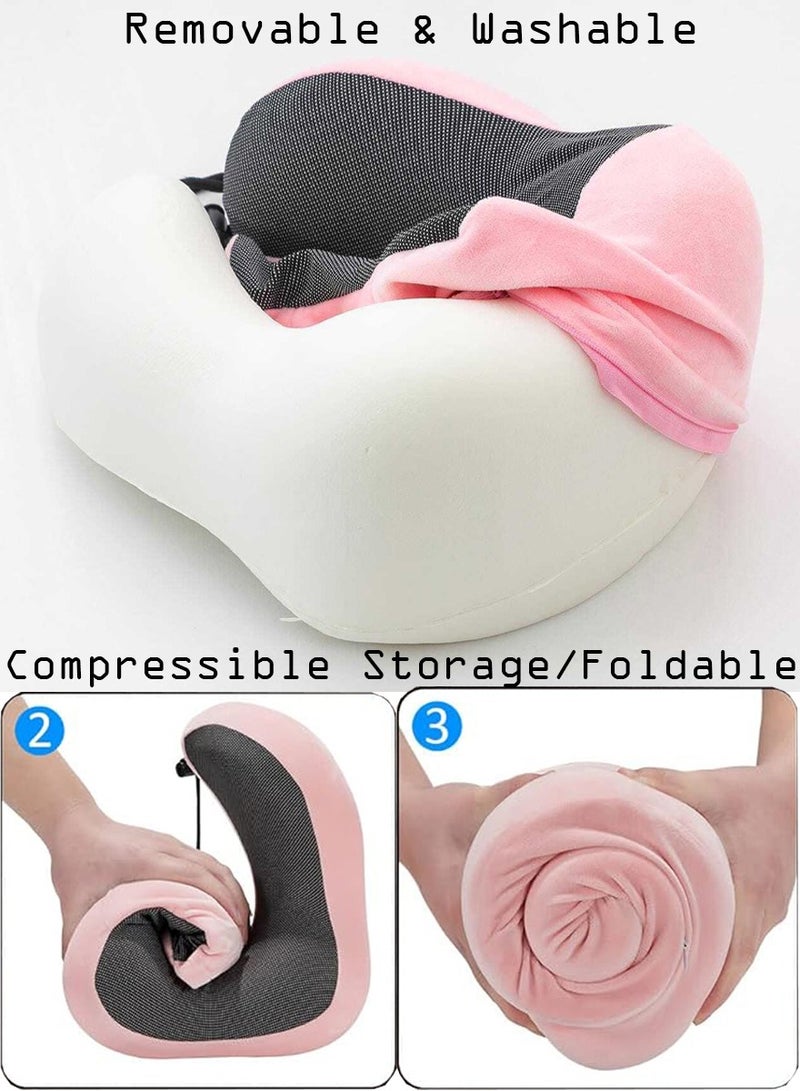 ISHWAZ Luxurious Travel Kit, Neck Pillow with Eye Mask, Earplugs and Carrying Bag, 100% Pure Memory Foam, Sleeping Pillow, Airplane Pillow, Head and Neck Support Pillow, High Quality, Washable Cover  - Image 3
