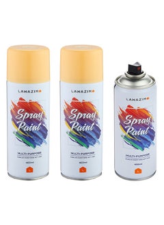 LAWAZIM Pack Of 3 Spray Paint Set - 33  Cream Beige - Multi-Surface 400ml Paint with Quick-Drying Cans - Ideal for Wood, Plastic, Metal, Interior & Exterior Uses, DIY, Automotive, and Arts & Crafts  - Image 2