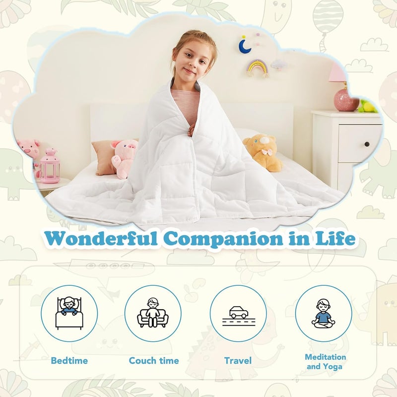 CuteKing بطانية مرجحة من - بطانية مرجحة مع خرز زجاجي فاخر - بطانية ثقيلة قابلة للتنفس للراحة المريحة - بطانية سميكة لجميع الفصول (5 أرطال، 36x48 بوصة، أبيض) - Image 4