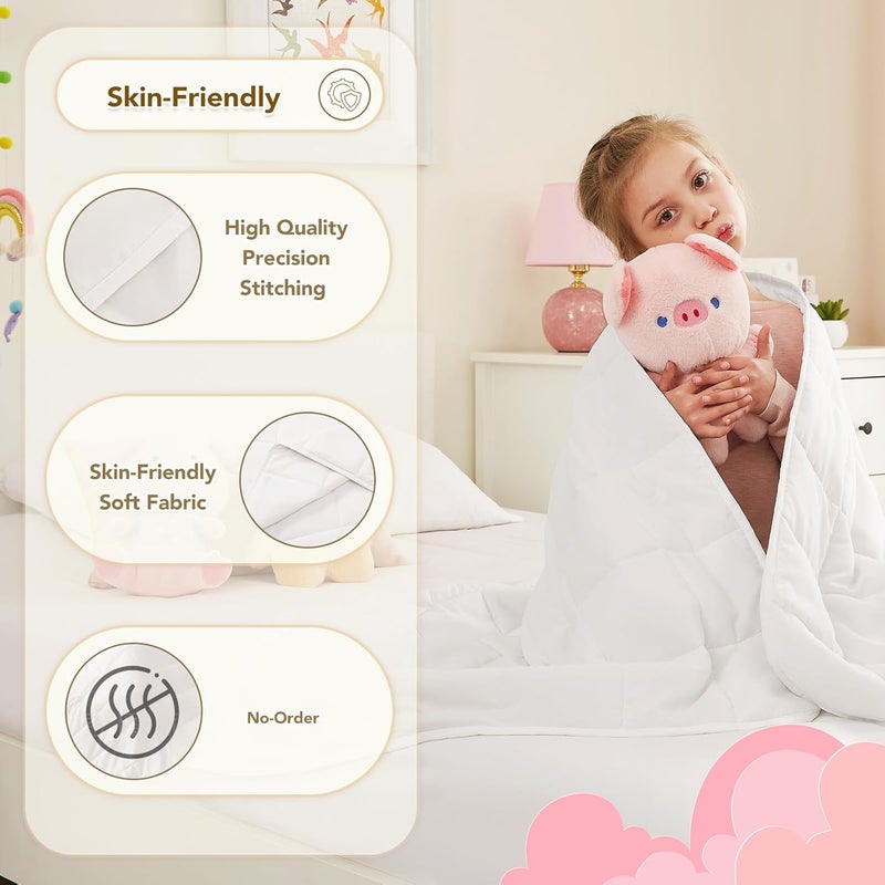 CuteKing بطانية مرجحة من - بطانية مرجحة مع خرز زجاجي فاخر - بطانية ثقيلة قابلة للتنفس للراحة المريحة - بطانية سميكة لجميع الفصول (5 أرطال، 36x48 بوصة، أبيض) - Image 5
