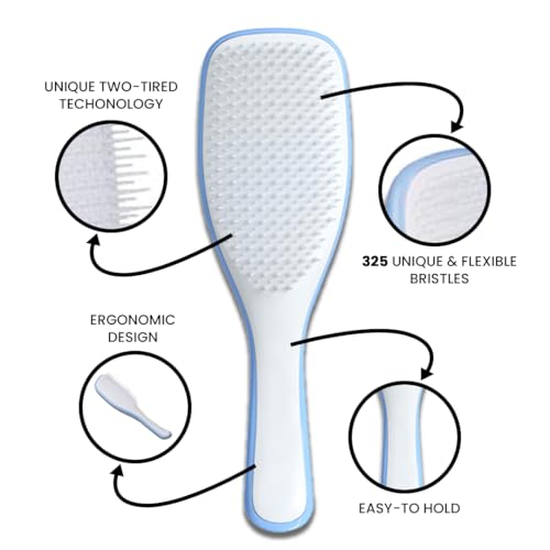 N Treck Paddle Detangler Brush for Men & Women | Comb for Dry & Wet Styling | Flexible Bristles Gently Glide Through Hair & Massage Scalp | Reduces Damage - Pack of 1, Blue - Image 5