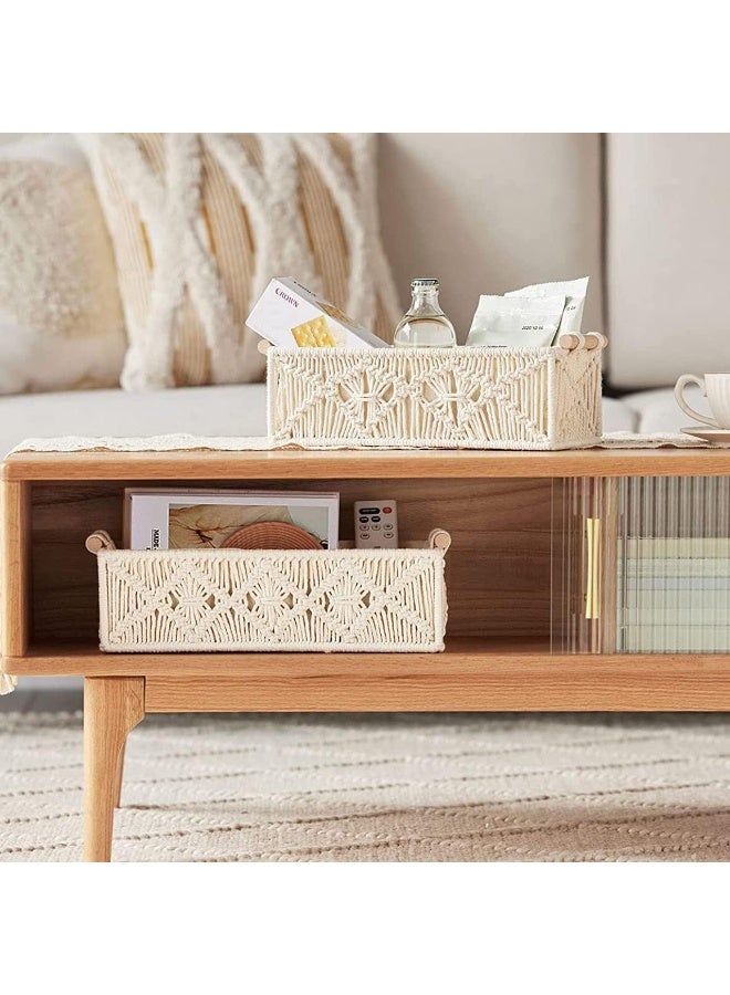 Home Care Macrame Storage Baskets Boho Decor Box Handmade Woven Decorative Countertop Toilet Tank Shelf Cabinet Organizer for Bedroom Nursery Livingroom Home, Set of 2  - Image 3