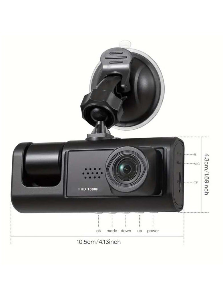 AROAQ 3 Channel Dash Cam, Dashcam Three Way Triple Car Camera with IR Night Vision,  Loop Recording & 2" IPS Screen 1080P Dash Cam Front and Rear Inside, (2 camera no card) - Image 1
