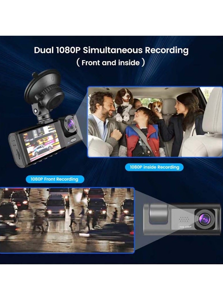 AROAQ 3 Channel Dash Cam, Dashcam Three Way Triple Car Camera with IR Night Vision,  Loop Recording & 2" IPS Screen 1080P Dash Cam Front and Rear Inside, (2 camera no card) - Image 3