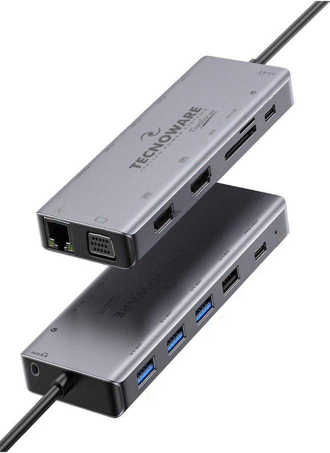TECNOWARE Tecnoware USB-C 13 in 1 Multi Port Adapter for Windows, Apple and Smartphones Support with Dual HDMI 4K Support Ports  - Image 3