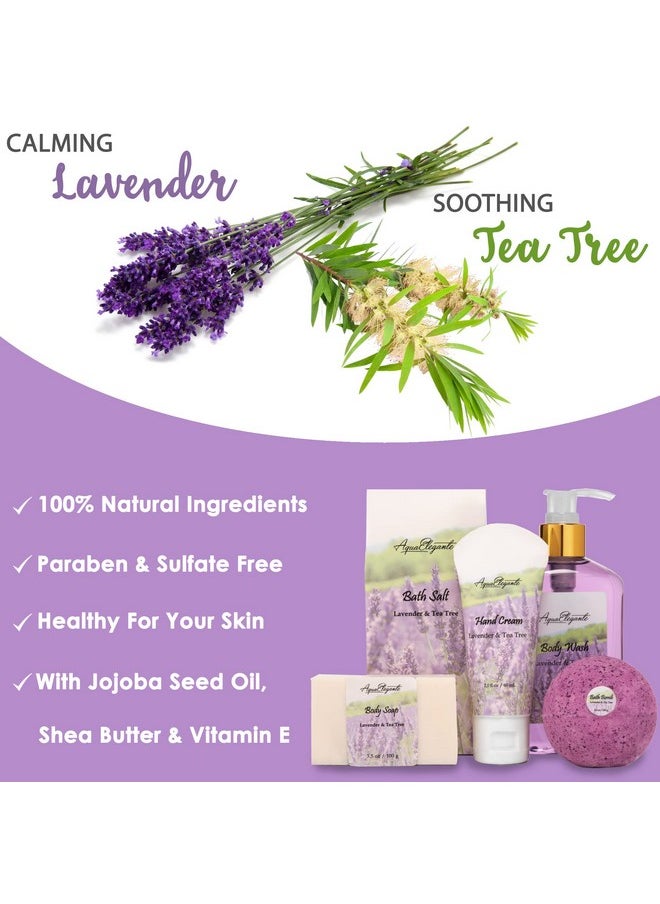 Aqua Elegante Spa Baskets For Womenluxury Bath Set With Lavender & Tea Tree Oilspa Kit Includes Wash Bubble Bath Lotion Bath Salts Body Scrub Body Spray Shower Puff Bathbombs Soap And Towel  - Image 3