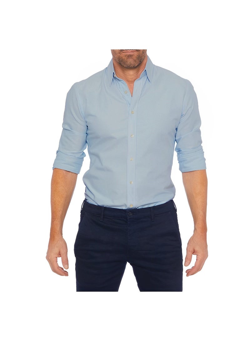 REOCLE Men's Dress Shirts Solid Long Sleeve Stretch Wrinkle-Free Formal Shirt Business Casual Button Down Shirts Regular Fit Dress Shirts - Image 2