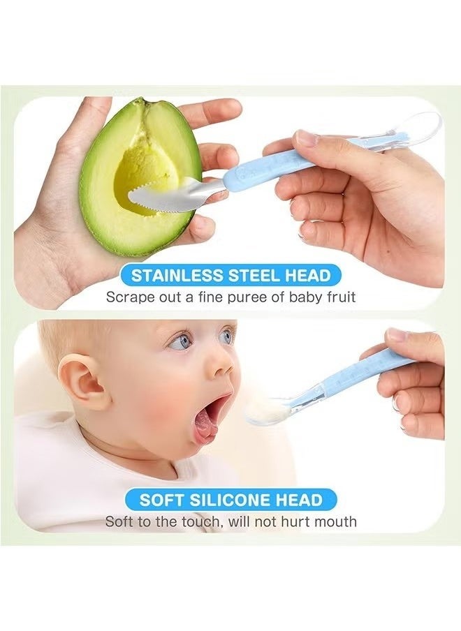 ZVEV 3 Pcs Double Head Baby Silicone Food Spoon Portable Scraping Mud Spoon Baby Weaning Supplies Puree Shower Spoon - Image 3