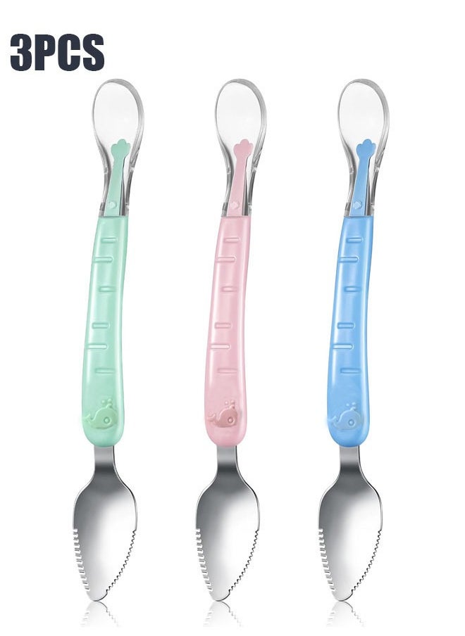 ZVEV 3 Pcs Double Head Baby Silicone Food Spoon Portable Scraping Mud Spoon Baby Weaning Supplies Puree Shower Spoon - Image 1