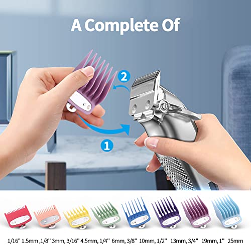 YHAYHO 8 Color Professional Hair Trimmer/Clipper Guard Combs Guide Combs with Metal Clip Color Coded Cutting Guides/Combs - 1/16" to 1"(1.5-25mm) -Great for Hair Clippers/Trimmers Attachment - Image 3