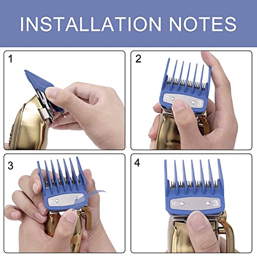 YHAYHO 8 Color Professional Hair Trimmer/Clipper Guard Combs Guide Combs with Metal Clip Color Coded Cutting Guides/Combs - 1/16" to 1"(1.5-25mm) -Great for Hair Clippers/Trimmers Attachment - Image 5