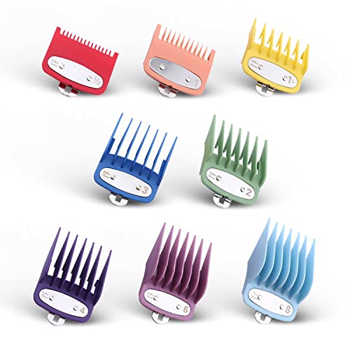 YHAYHO 8 Color Professional Hair Trimmer/Clipper Guard Combs Guide Combs with Metal Clip Color Coded Cutting Guides/Combs - 1/16" to 1"(1.5-25mm) -Great for Hair Clippers/Trimmers Attachment - Image 1