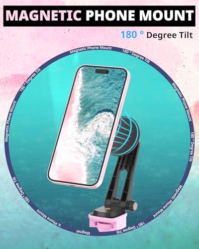 UBeesize 12 LED Ring Light with 62 Tripod Stand and Magnetic Phone Holder Selfie Ring Light for Video Recording Live Streaming Compatible with iPhone Android Pink - Image 3
