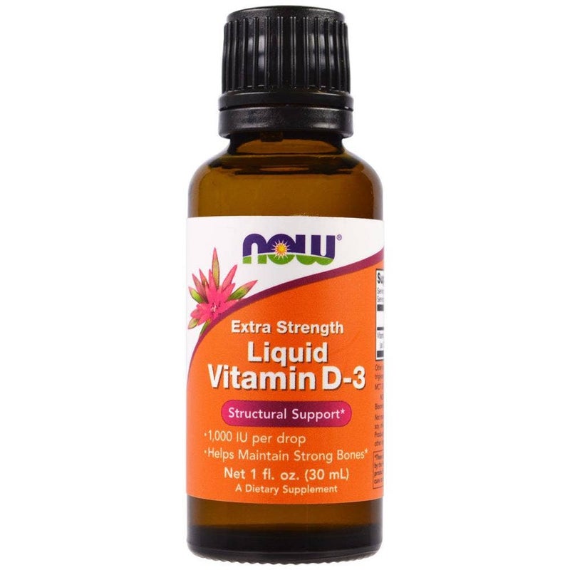 Now Extra Strength 1000 IU Liquid Vitamin D3 Drops For Strong Bones 30ml - Image 1