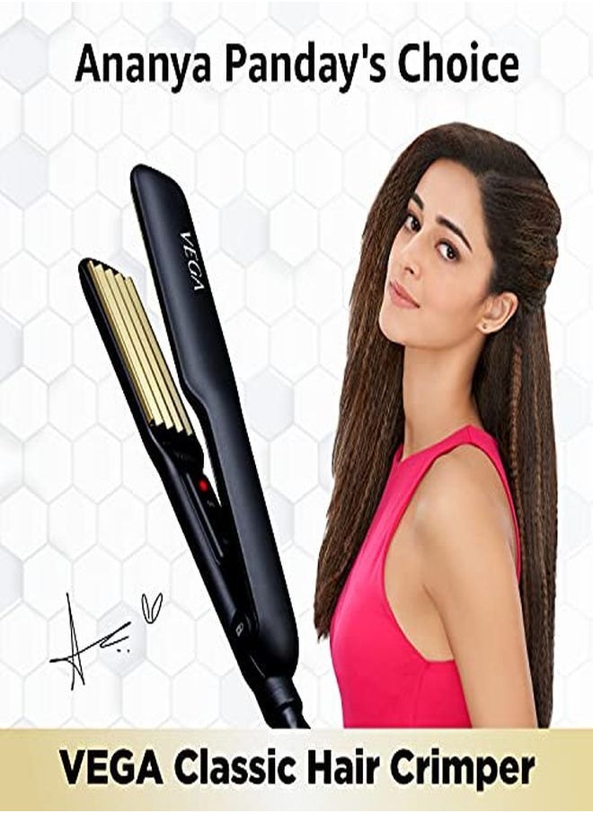 Vega Classic Hair Crimper With Quick Heat Up & Ceramic Coated Plates (Vhcr01) Black  - Image 3