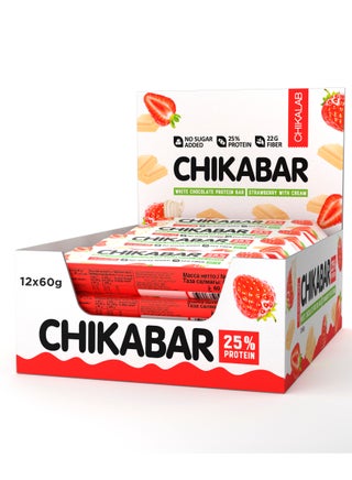 Chikabar White Chocolate Protein Bar Strawberry with Cream No Sugar Added 12x60g - pzsku/Z3517C86F828CC6E23DB6Z/45/1744374962/8f3d9362-c314-4792-a277-56a3fba3274a