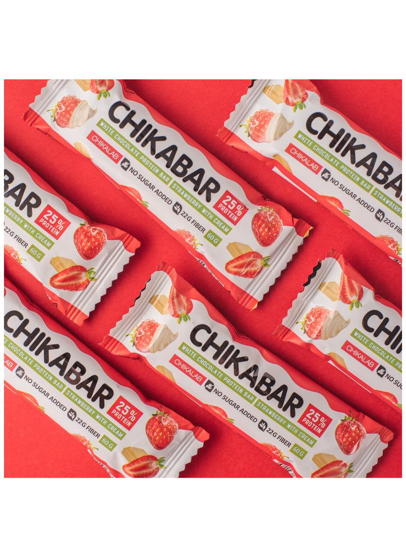 Chikalab Chikabar White Chocolate Protein Bar Strawberry with Cream No Sugar Added 12x60g  - Image 3