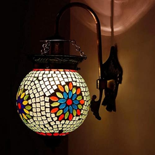 earthenmetal Ball Shaped Glass Wall lamp for Living & Home Decoration Turkish lamp (Multicolour, Bulb not Included); Made in India - Image 1