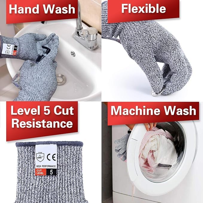 Nibbler Safety Industrial Gloves Anti Cut Resistant Level 5 Protection With Elastic Hand Fitting Heavy Duty Working Gloves (Free Size, Grey, 1 Pair) - Image 3