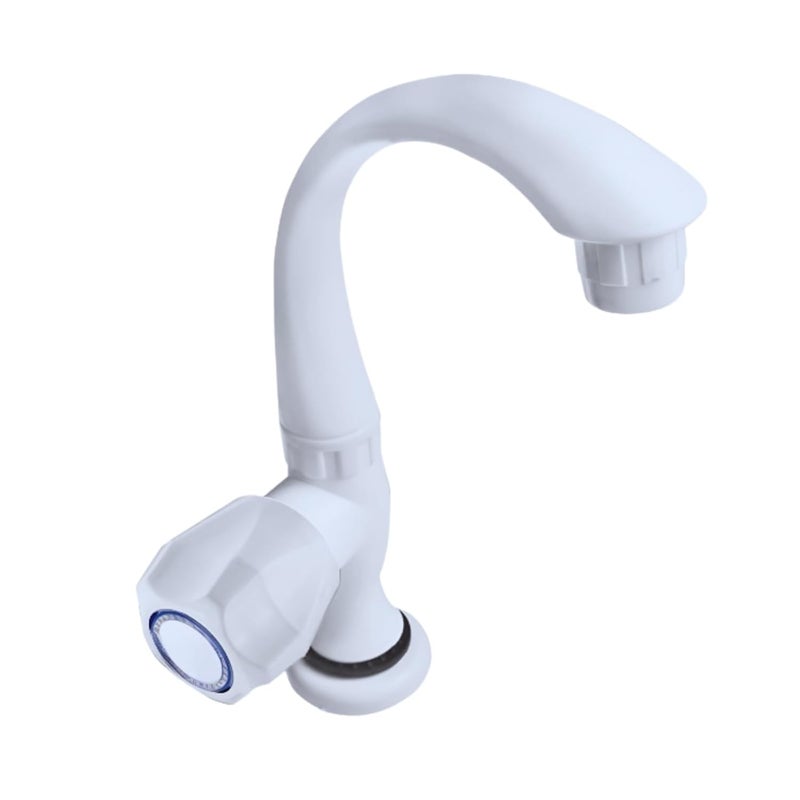 NEW WARE Plastic Water Tap with Flange Versatile Sink Cock for Wash Basin and Swan Neck Tap for KitchenBathroom Long Neck Bib Cock - Image 1