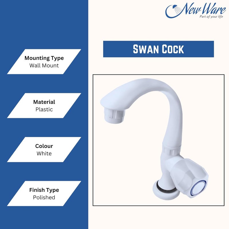 NEW WARE Plastic Water Tap with Flange Versatile Sink Cock for Wash Basin and Swan Neck Tap for KitchenBathroom Long Neck Bib Cock - Image 5