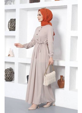 Sefa Merve Belted Dress 7979-02 Mink  - Image 2