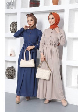Sefa Merve Belted Dress 7979-02 Mink  - Image 3