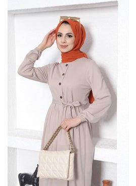 Sefa Merve Belted Dress 7979-02 Mink  - Image 5