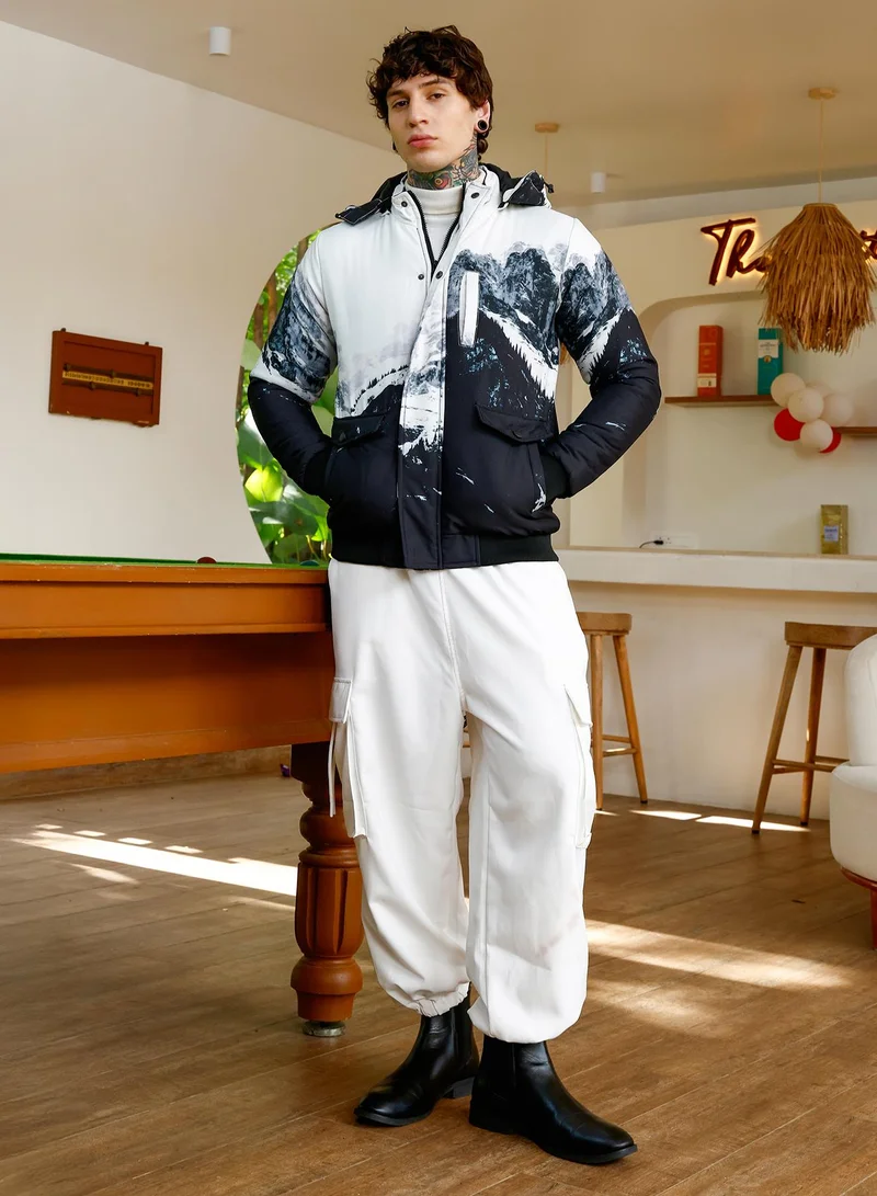 CAHOOT  Men's Midnight Black Snowcaps Zip-Front Puffer Jacket for Men | Best Price UAE