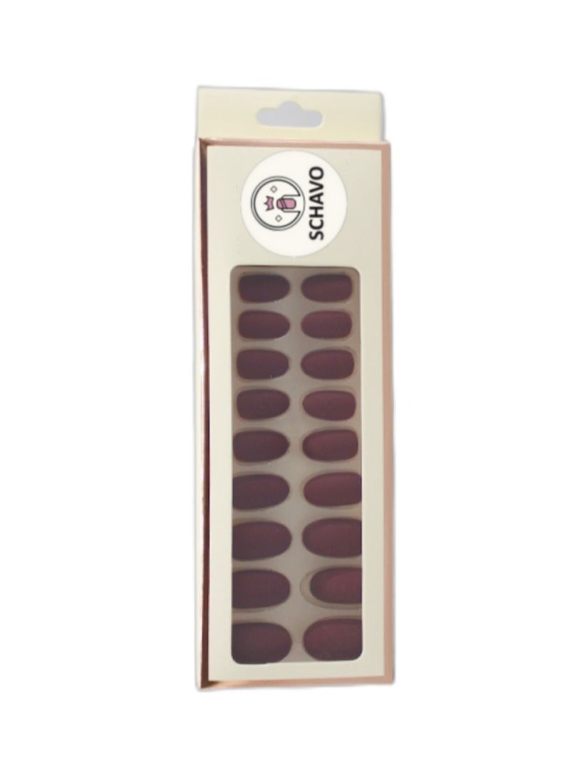 SCHAVO Claret Matte Solid Color Nails 24Pcs - Image 1