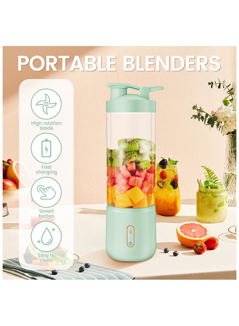 SYOSI Portable Blender, 1200mAh Rechargeable Blender Juicer Cup with 12 Stainless Steel Blades, 500ml Mini Juice Blender, Wide Mouth Fruit Mixer, Personal Electric Smoothies Blender for Home Office Gym - Image 2
