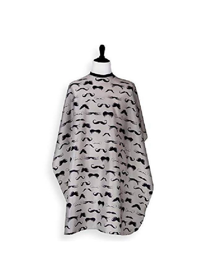 Plum Hill Men'S Barber Cape For Hair Stylists Home Hair Cuts Salons Snaps Retro Mustache Design (Grey)  - Image 5