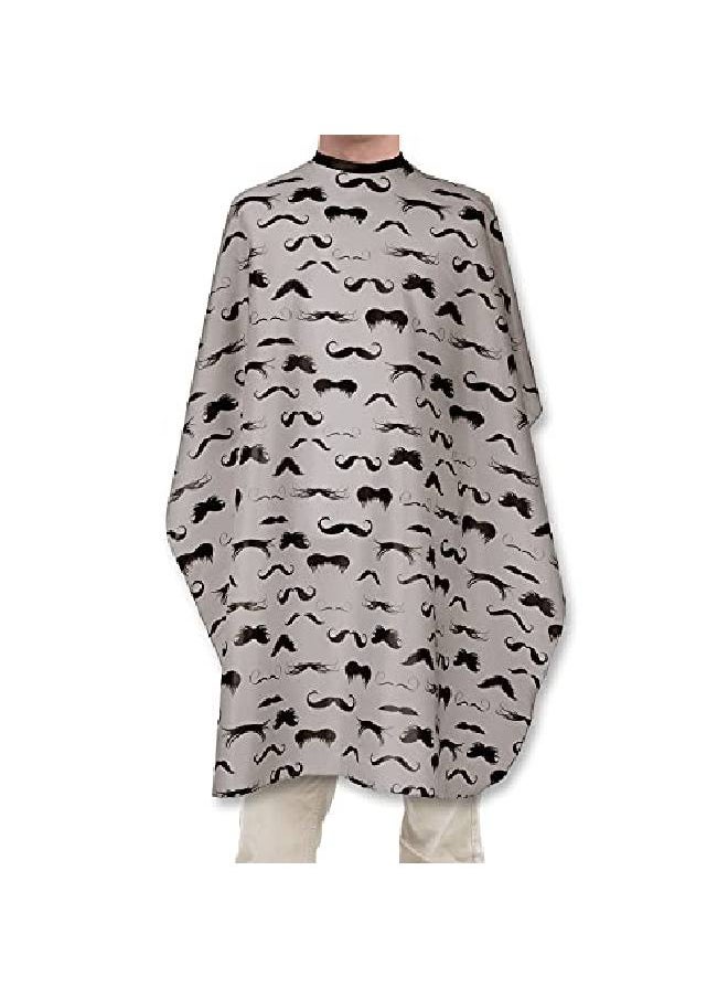 Plum Hill Men'S Barber Cape For Hair Stylists Home Hair Cuts Salons Snaps Retro Mustache Design (Grey)  - Image 2