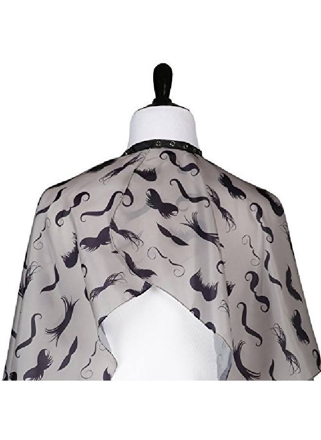 Plum Hill Men'S Barber Cape For Hair Stylists Home Hair Cuts Salons Snaps Retro Mustache Design (Grey)  - Image 3