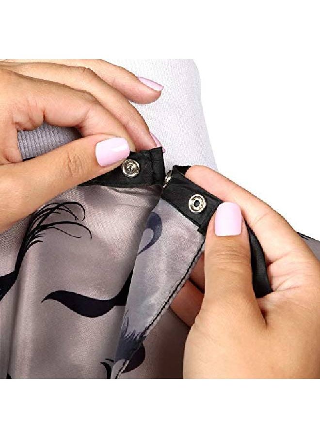 Plum Hill Men'S Barber Cape For Hair Stylists Home Hair Cuts Salons Snaps Retro Mustache Design (Grey)  - Image 4