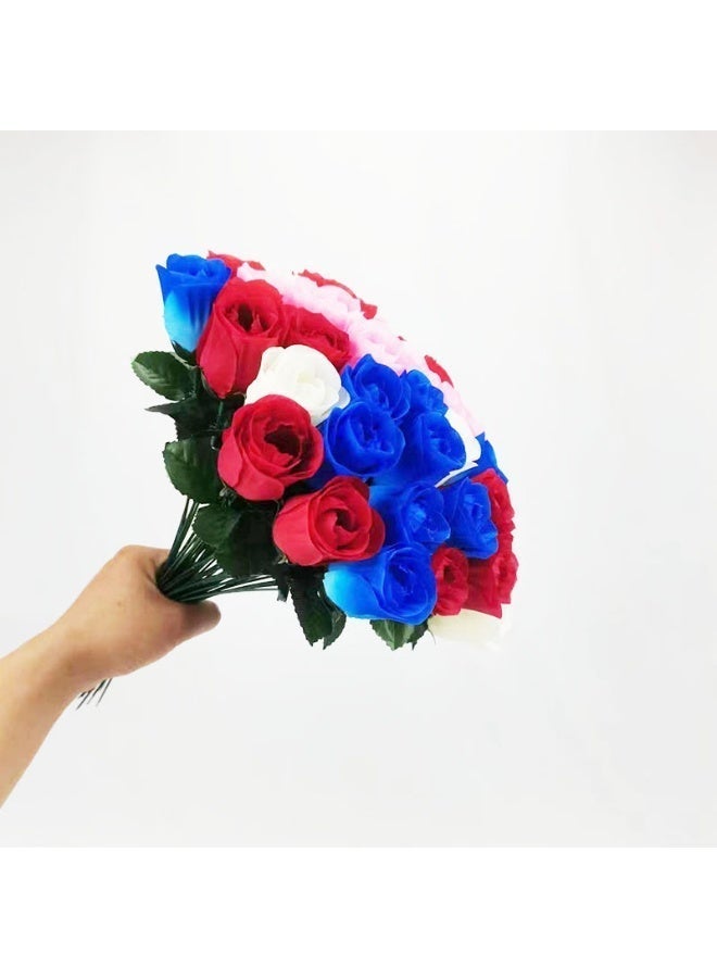 الواحة-TH 13 قطعة مختلطة اللون باقة الورد الاصطناعية, الزهور الاصطناعية, باقة مزيفة, الزهور الزخرفية الزخرفية, منزل زفاف باقة الديكورات, مناسبة لحفلات الزفاف, مكتب ديكور المنزل - Image 1