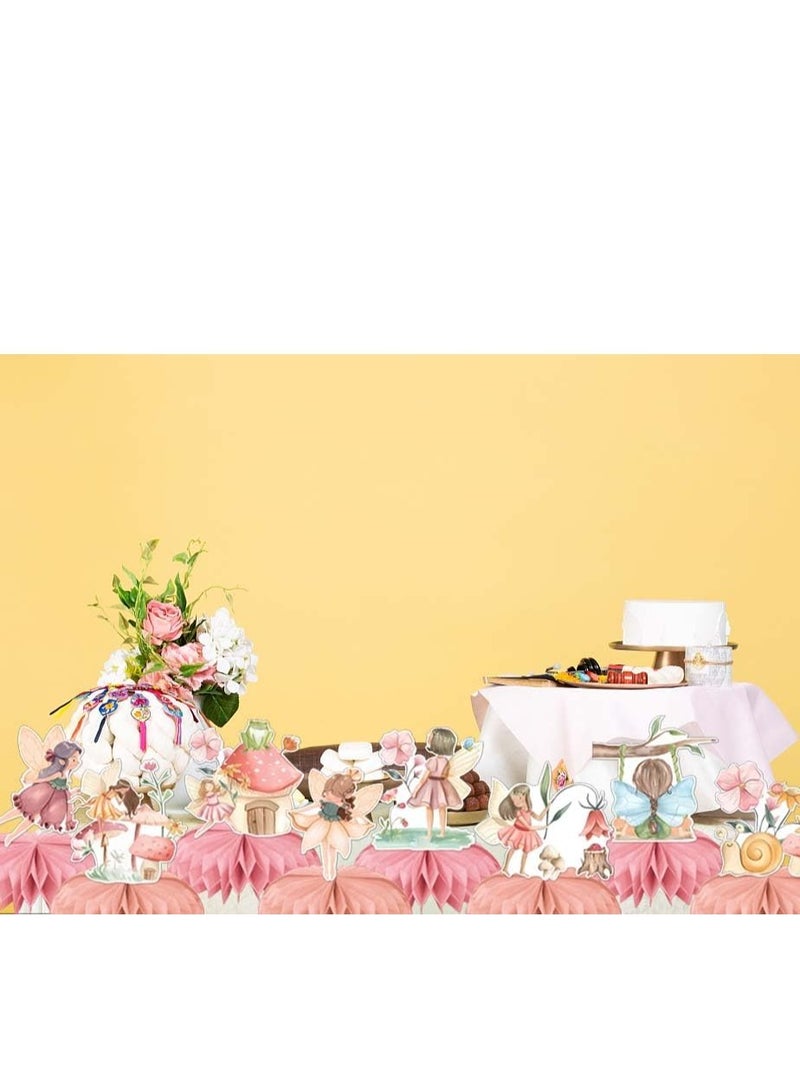 Excefore Fairy Theme Honeycomb Centerpieces, 8 PCS Pink Floral Fairy Garden Girls, Birthday Party Table Decoration, My Fairy First Baby Shower Happy Birthday Party Supplies - Image 5