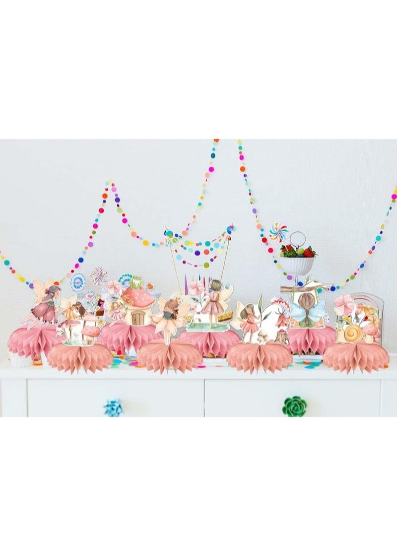 Excefore Fairy Theme Honeycomb Centerpieces, 8 PCS Pink Floral Fairy Garden Girls, Birthday Party Table Decoration, My Fairy First Baby Shower Happy Birthday Party Supplies - Image 3