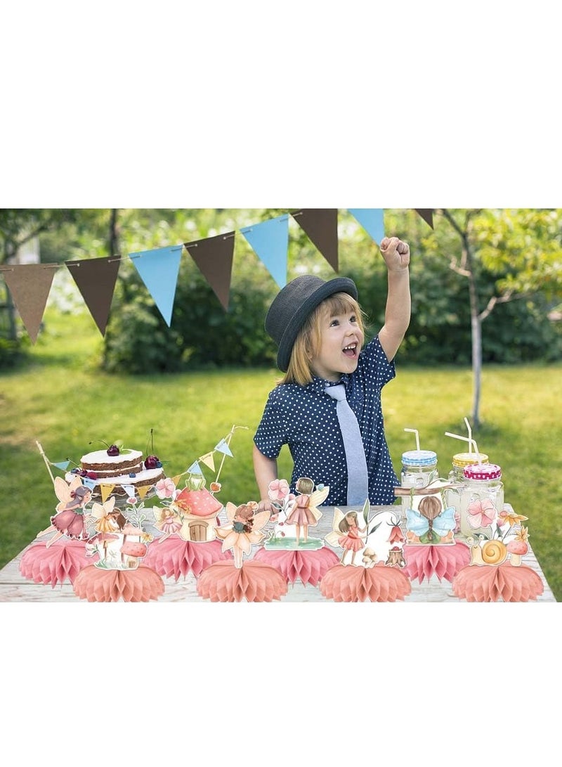 Excefore Fairy Theme Honeycomb Centerpieces, 8 PCS Pink Floral Fairy Garden Girls, Birthday Party Table Decoration, My Fairy First Baby Shower Happy Birthday Party Supplies - Image 2