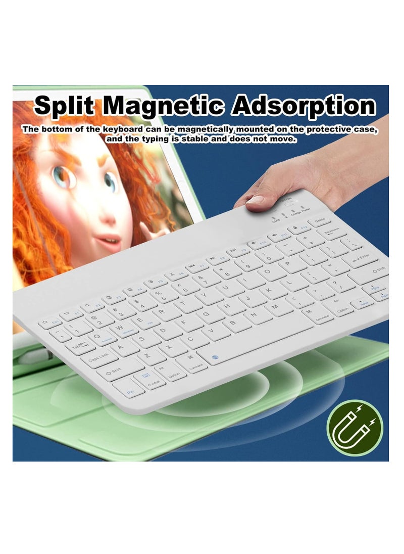 Arabic & English Bluetooth Keyboard and Mouse Combo, Ultra Slim Rechargeable Portable Wireless Keyboard Mouse Set Compact for Android Windows Tablet iPad Computer Desktop PC Laptop (White)