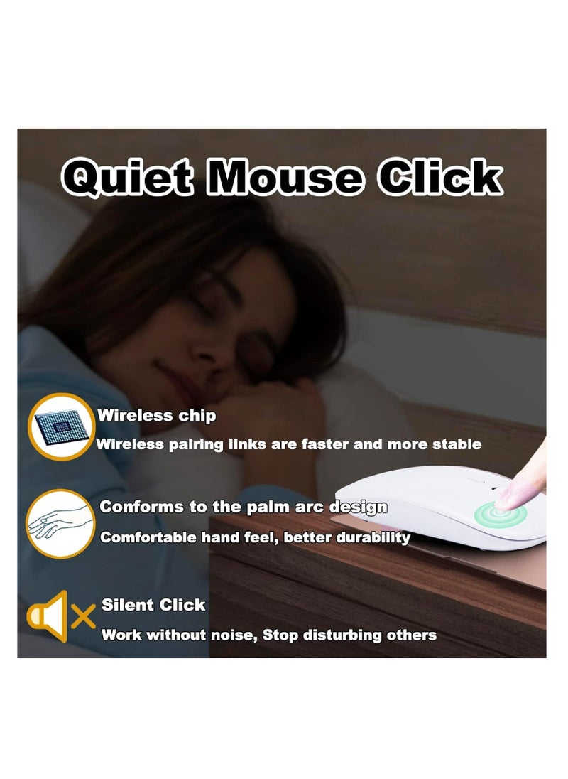 Arabic & English Bluetooth Keyboard and Mouse Combo, Ultra Slim Rechargeable Portable Wireless Keyboard Mouse Set Compact for Android Windows Tablet iPad Computer Desktop PC Laptop (White)