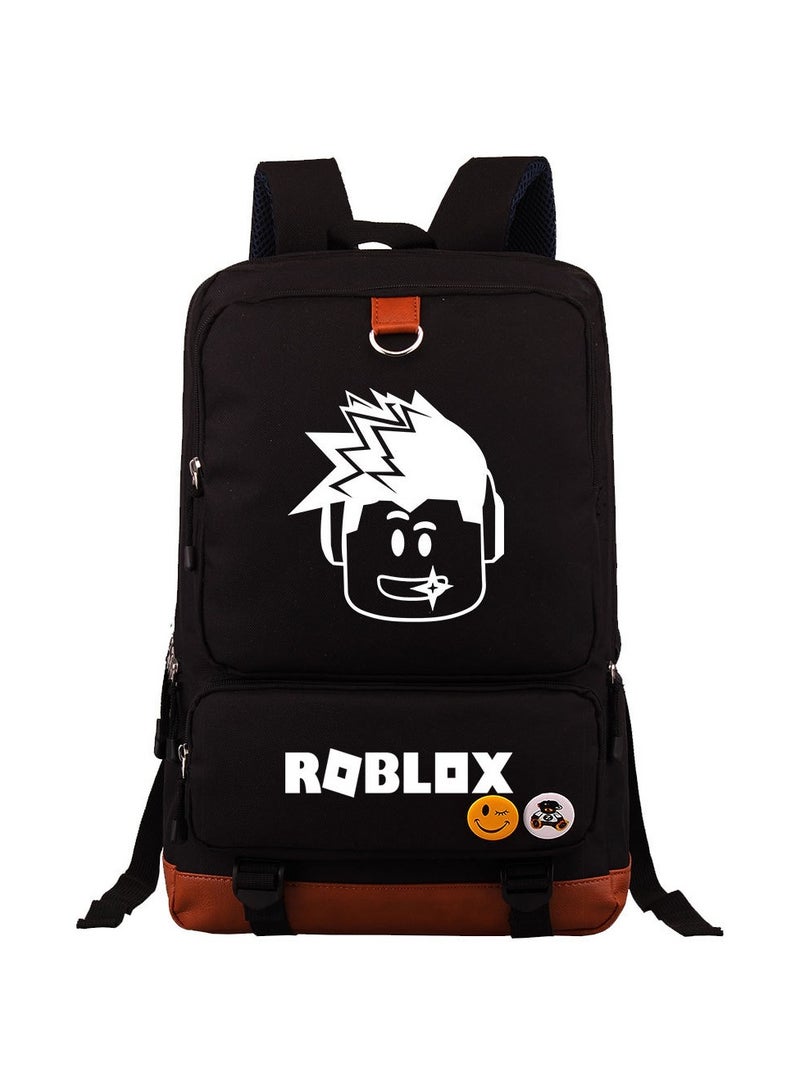 روبلوكس حقيبة ظهر مطبوعة للشباب، مناسبة للأولاد والبنات، حقيبة ظهر للسفر بسعة كبيرة 44 سم × 29 سم × 14 سم