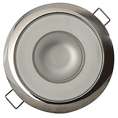 Lumitec Mirage LED Flush Mount Ceiling Down Light - Polished Stainless Steel - White, Red, Blue and Purple, All Non-Dimming - IP67 Rated, Slim Profile, Ideal for Indoor/Outdoor, 113110, 380 Lumens - Image 1