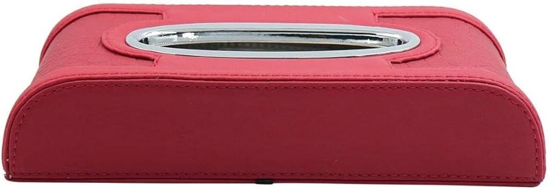 حامل صندوق المناديل العالمي من الجلد الاصطناعي الأحمر لحفظ ورق المناديل - Image 3