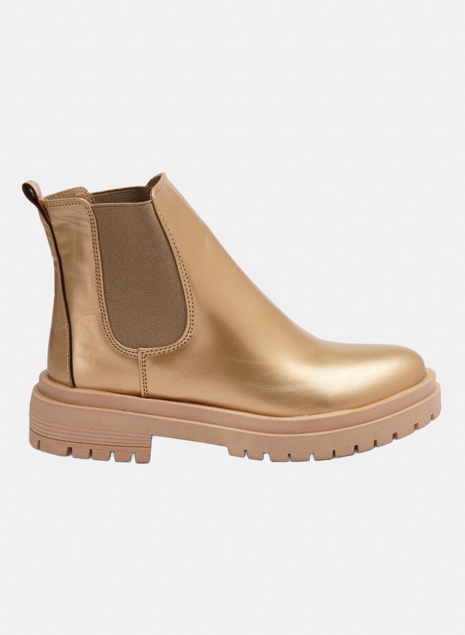 XO Style Leather Ankle Boot Gold - Image 2