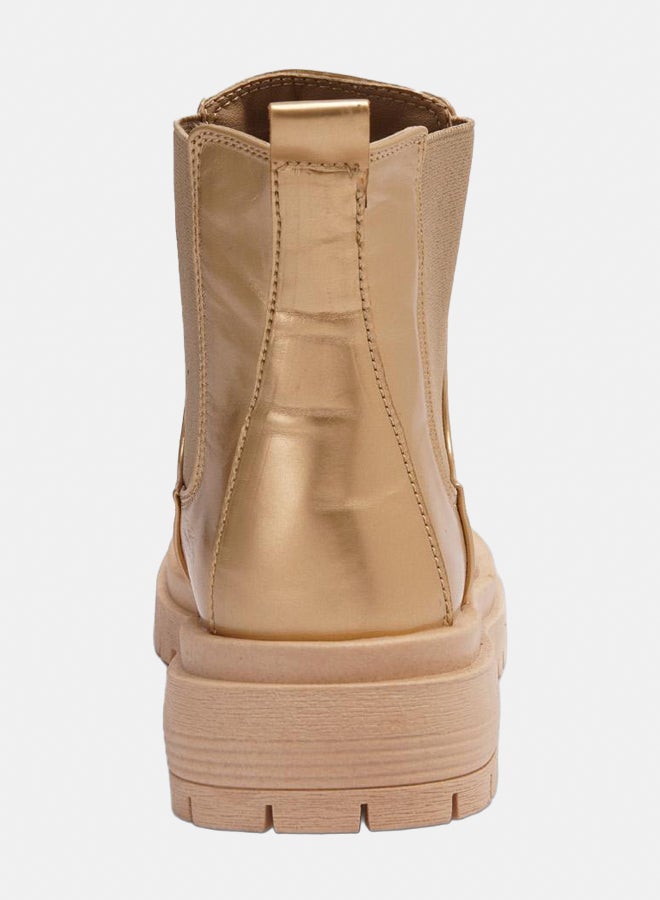 XO Style Leather Ankle Boot Gold - Image 3