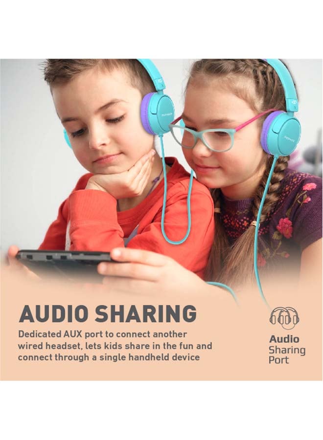 PROMATE Wired Kids Headphones,Premium Detachable Cat Ear Kids Headset with Mic, 85dB to 95dB Sound Control,AUX Share Port and Soft Pads,for Smartphones,Laptops,Mp3 Player,Jewel Aqua - Image 2
