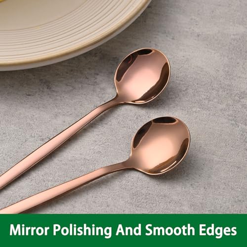 Dehov 5.1Inch Stainless Steel Coffee & Tea Spoons Set,Rose Gold Teaspoon,Small Spoons For Dessert or Tea,Espresso Spoon For Cafe - Image 4