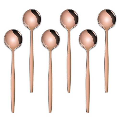 Dehov 5.1Inch Stainless Steel Coffee & Tea Spoons Set,Rose Gold Teaspoon,Small Spoons For Dessert or Tea,Espresso Spoon For Cafe - Image 1