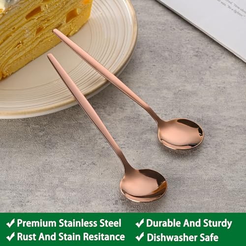Dehov 5.1Inch Stainless Steel Coffee & Tea Spoons Set,Rose Gold Teaspoon,Small Spoons For Dessert or Tea,Espresso Spoon For Cafe - Image 3